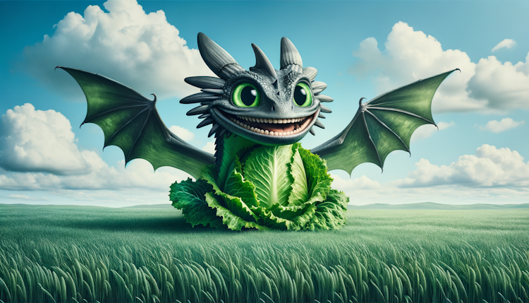 head of lettuce and toothless from how to train your dragon