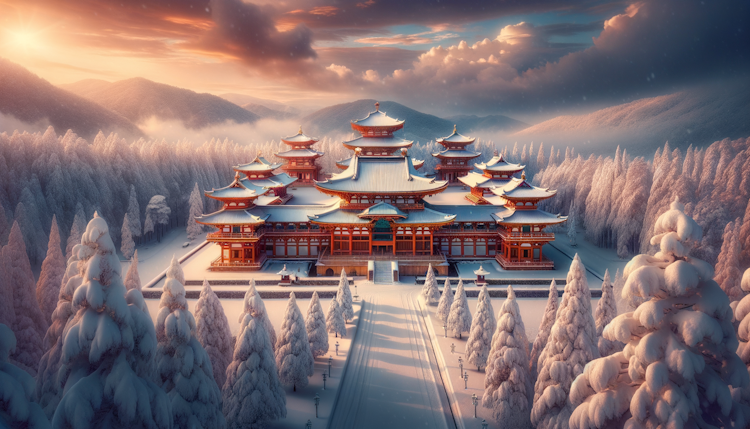 雪后故宫，实景高清。标题：“Snow around world，white world”