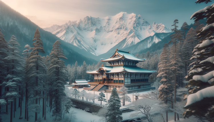 雪山下的庙宇