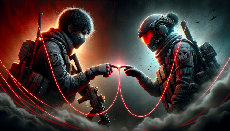 red string of fate tied to ace the operator from rainbow six siege and iana the operator from rainbow six siege