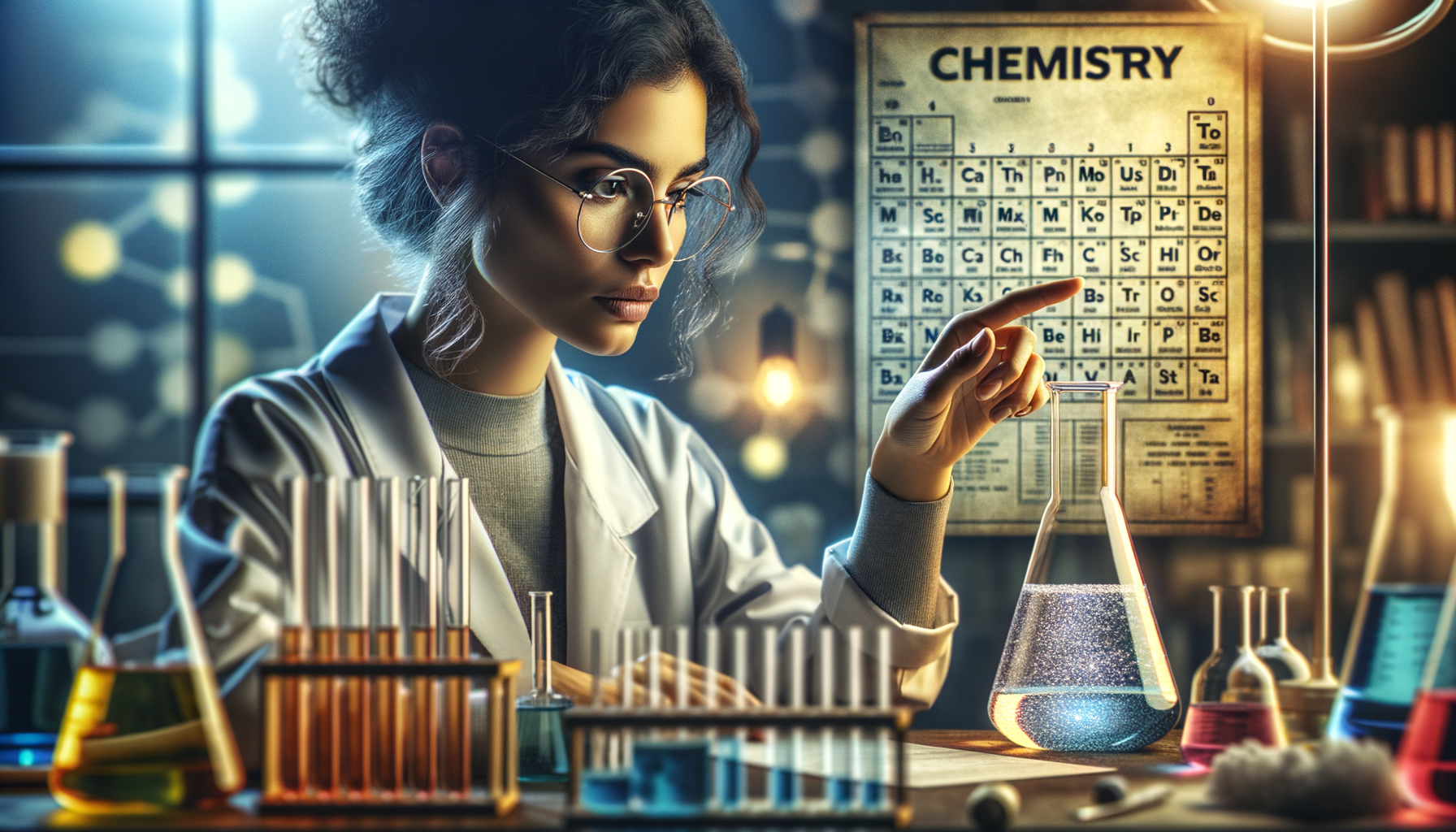 Chemist pointing his finger