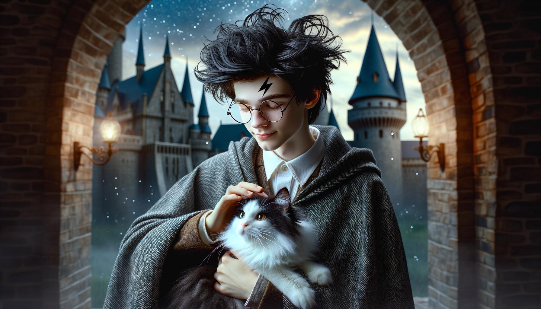 harry potter peting a cat