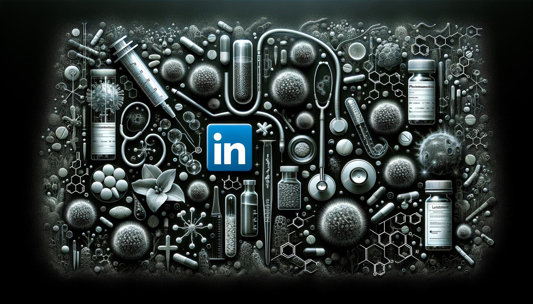 pharma industry header linkedin envolved in a black background