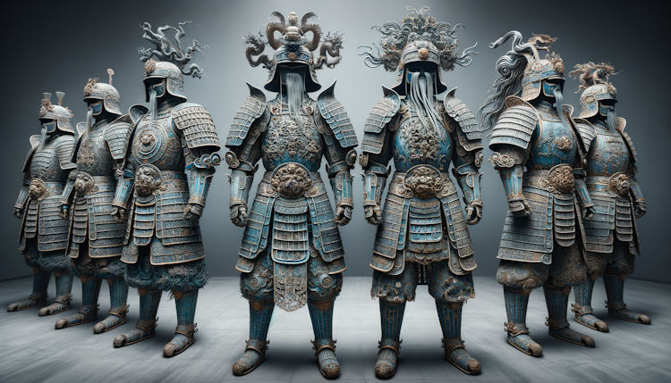 一套精细、精致、繁复、高雅的中国古代全身铠甲
