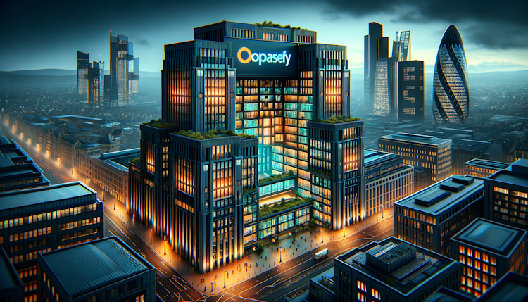 带有 “Opasefy“ Logo 的办公大楼