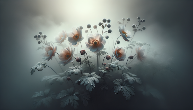 雾中的花朵