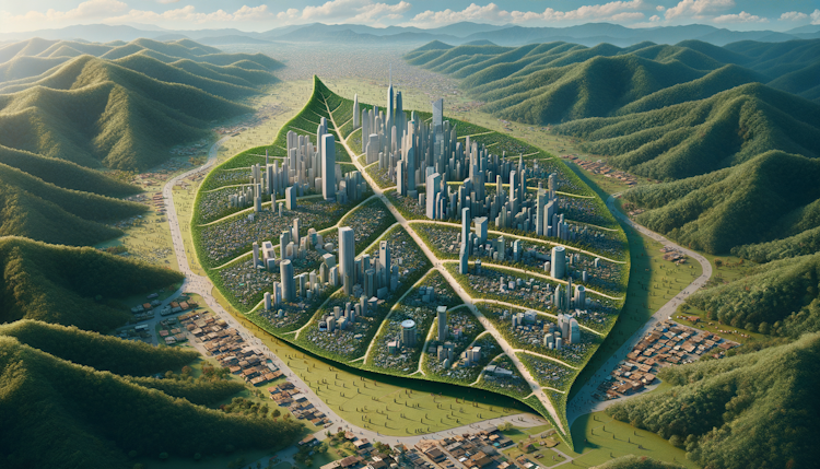 A leaf shaped city