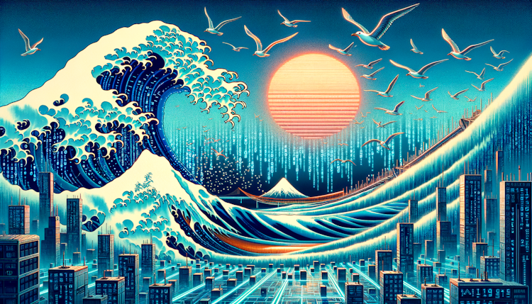 La gran ola de Kanagawa version futurista