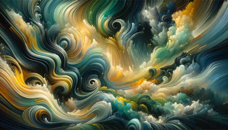 Stunning paint texture for an apple tablet screen, in the style of fluid formation, tanya shatseva, dark green and light yellow, futuristic chromatic waves, yanjun cheng, light cyan and yellow, energetic expressionism --chaos 40 --ar 9:20 --style raw --stylize 250 --weird 25