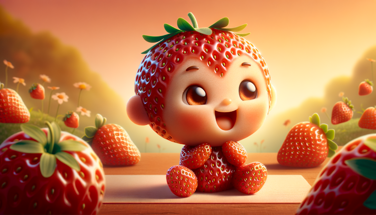 a little strawberry baby, cute, smile,