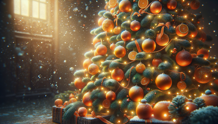 christmas tree with many orange