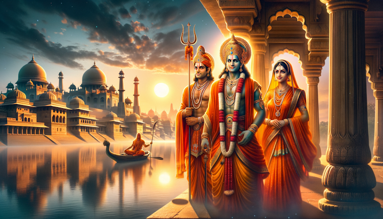 lord ram,lakshman and sita ma in orange  at ayodhya
