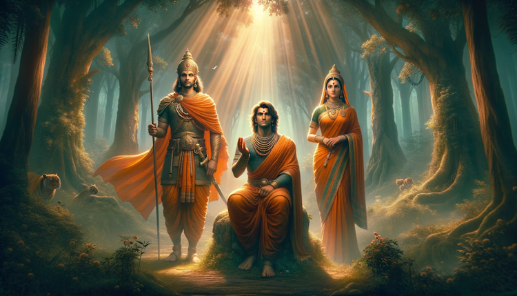 lord ram,lakshman and sita ma in orange 